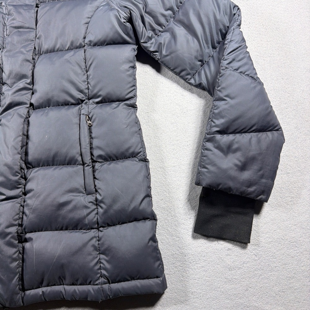 Athleta Goose Down Puffer Jacket Women Small Dark Gray Hooded Winter Gorpcore - Picture 5 of 14